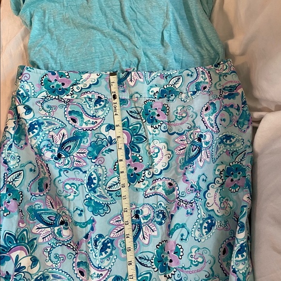2PC Talbots Skirt & Top Lilac Purple Blue Aqua Paisley Floral size 14W - Picture 12 of 13